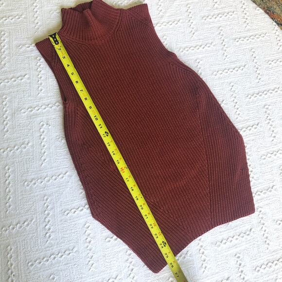 Ann Taylor Sleeveless Mock Neck Sweater Vest Chunky Rib Knit Rust S Minimalist - Picture 7 of 8